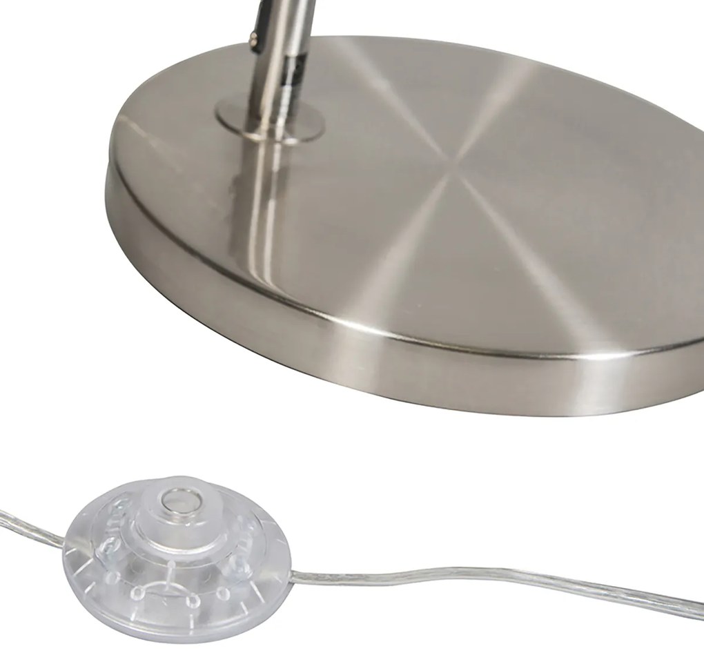 Candeeiro de Arco Inteligente Aço com Abajur de Tecido Branco incl. Wifi A60 - Arc Basic Moderno