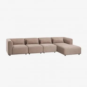 Sofá Modular Chaise Longue Direito De 4 Peças Fogler Bombazina Castanho Camel - Sklum