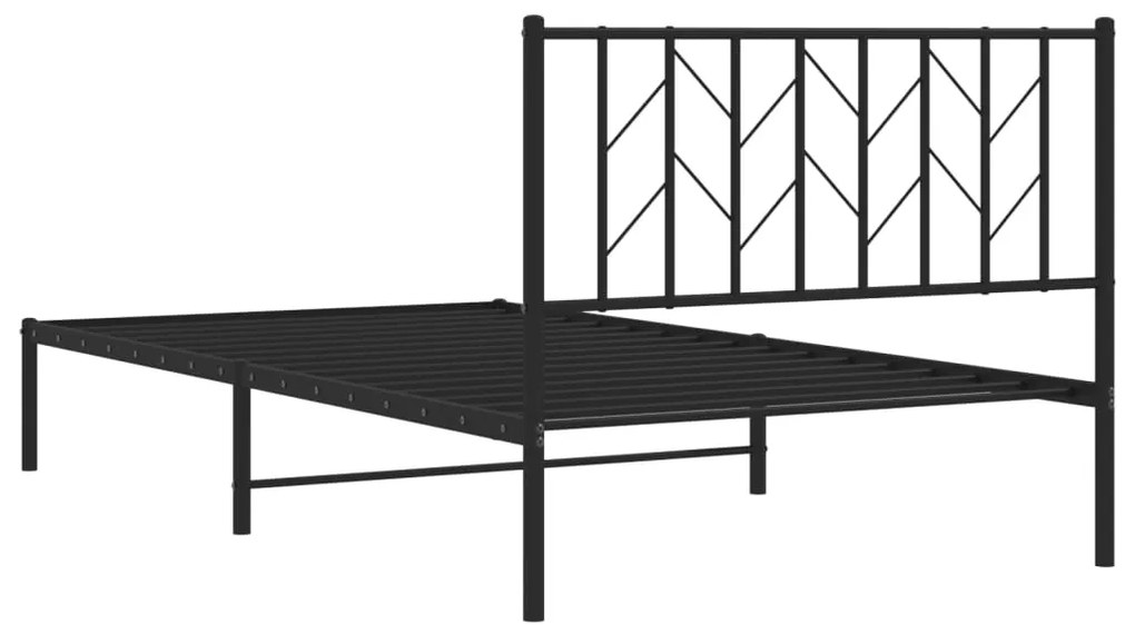 Estrutura de cama com cabeceira 107x203 cm metal preto
