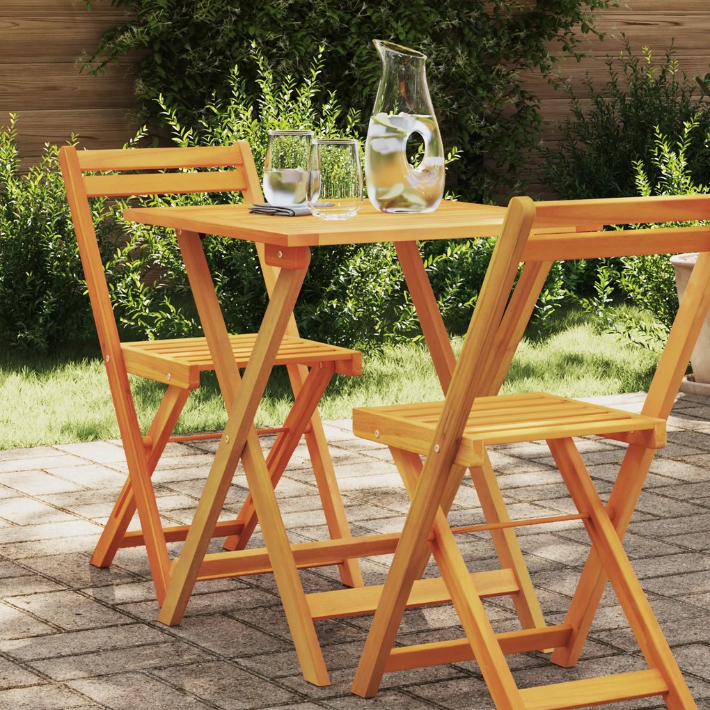 vidaXL Mesa de Jardim Dobrável Quadrada 60x60x72 cm Madeira Sólida Acácia