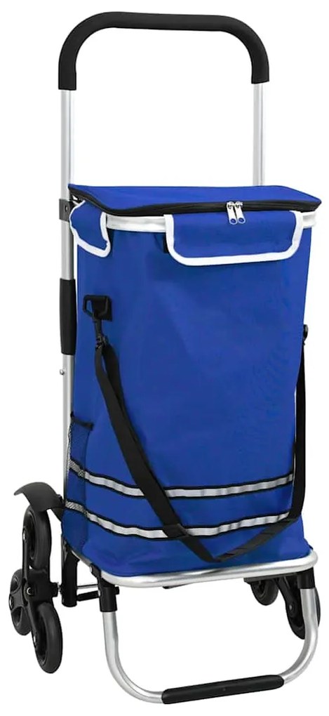 Carrinho de Compras vidaXL com Rodas e Cabo Ajustável Azul 40 L