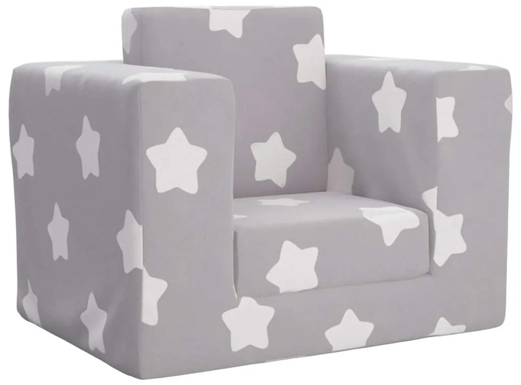 vidaXL Sofá-cama infantil de c/ estrelas pelúcia cinzento-claro