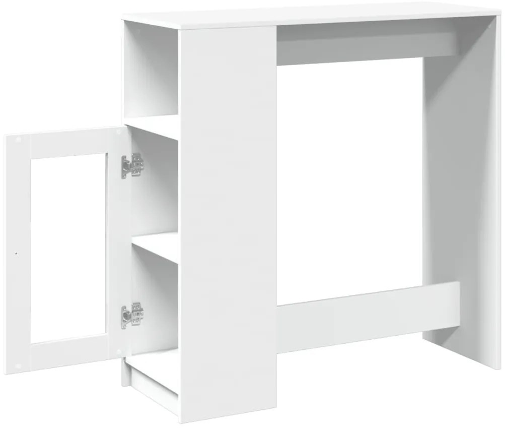 Mesa de bar com prateleiras derivados de madeira branco