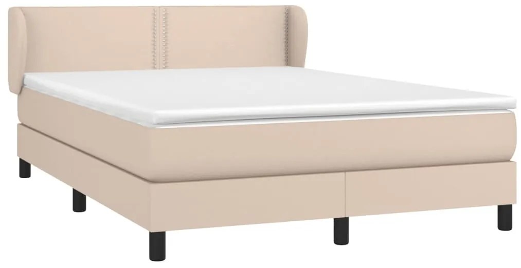 Cama com molas/colchão 140x200 cm couro artificial cappuccino