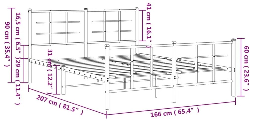 Estrutura de cama sem colchão com pés 160x200 cm preto