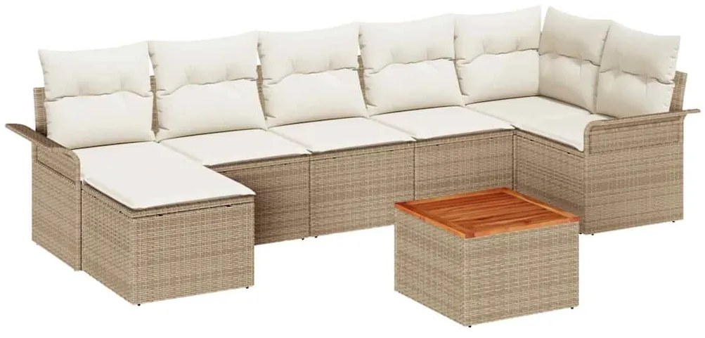 Conjunto de Sofá de Jardim com 8 Peças e Almofadas Beiges em Rattan Po