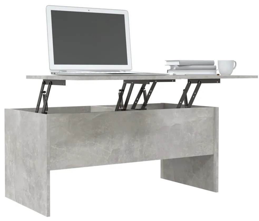 Mesa de centro 102x50,5x46,5cm madeira processada cinza cimento