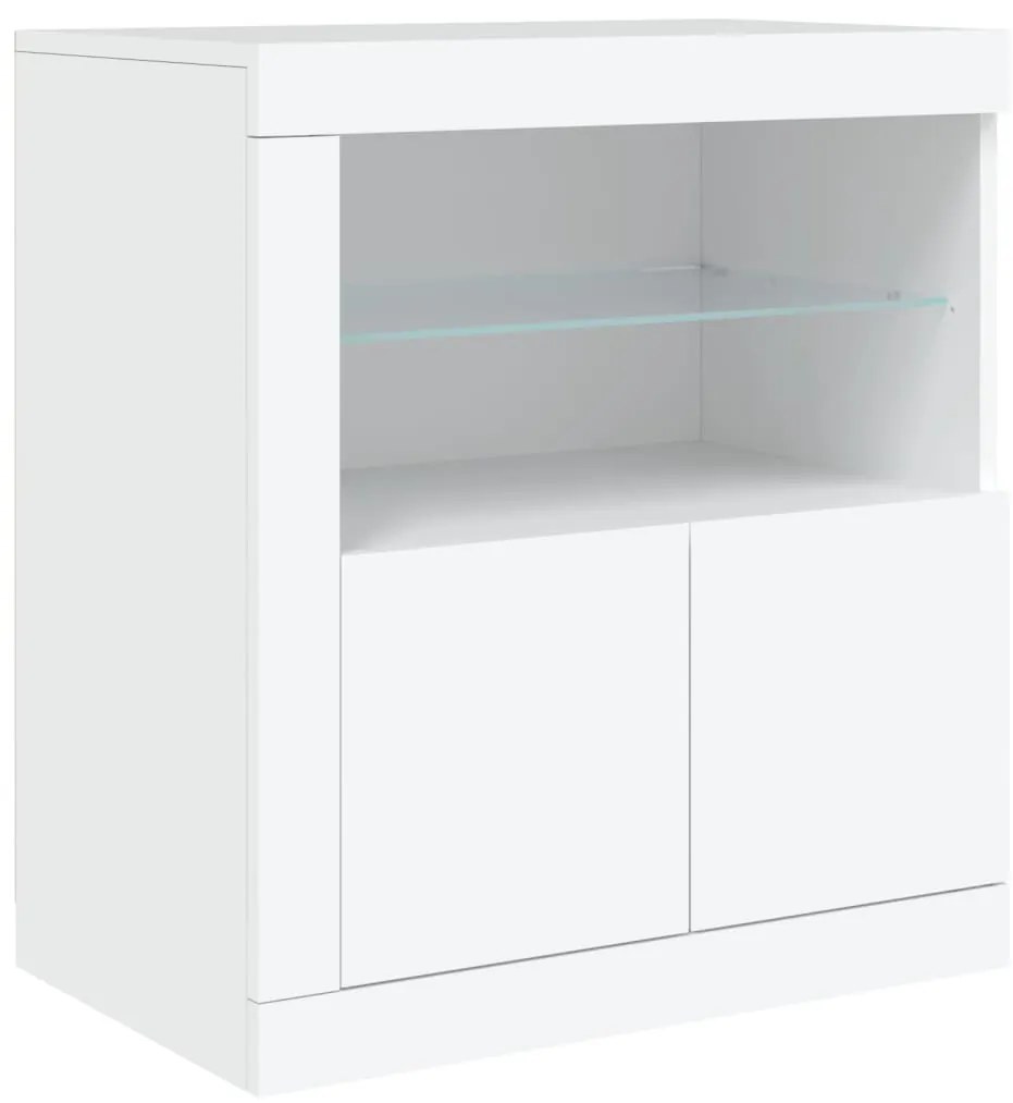 Aparador com luzes LED 202x37x67 cm branco
