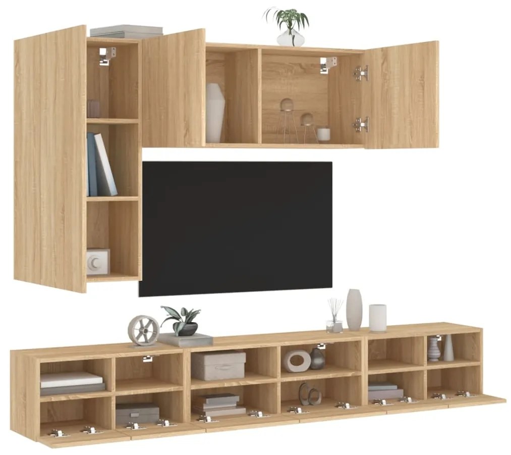 vidaXL 5 pcs móveis de parede p/ TV derivados madeira carvalho sonoma