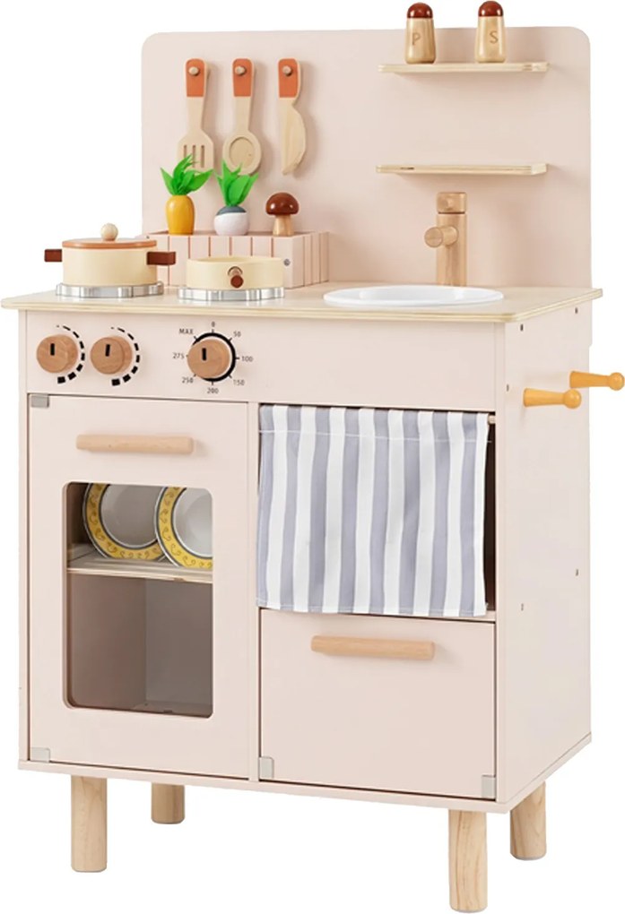 Cozinha Infantil de Brinquedo, 54 x 30,5 x 80,5 cm, Arrumação Integrada, Bege