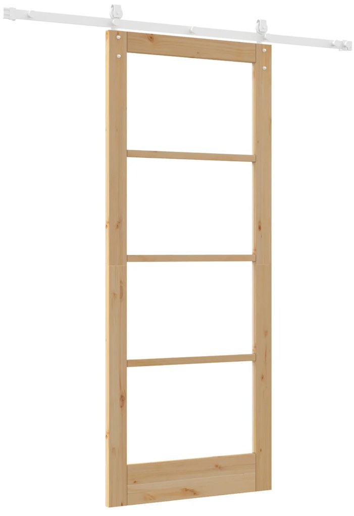 Conjunto de Porta Deslizante vidaXL com Hardware 86x211 cm Madeira Sól