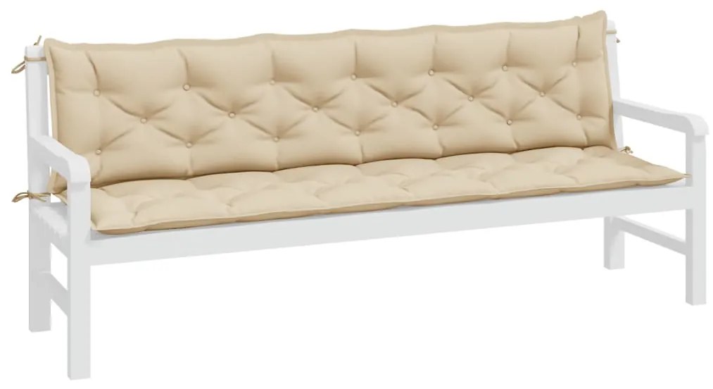 Almofadões banco jardim 2 pcs 200x50x7cm tecido oxford bege