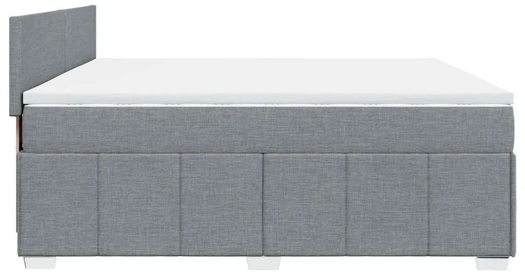 Cama com molas/colchão 200x200 cm tecido cinza-claro