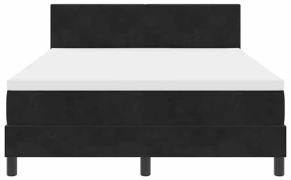 Cama Box Spring vidaXL com colchão e LED Preto 140x200 cm Veludo