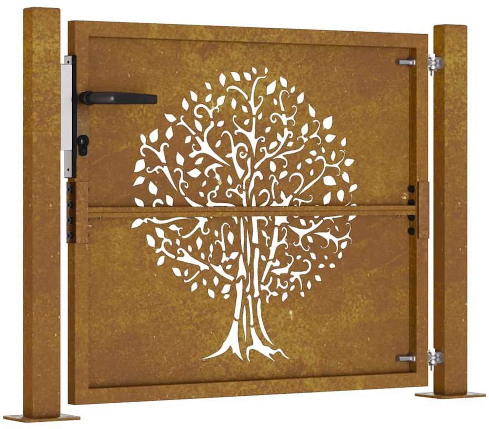 Portão de jardim 105x105 cm aço corten design árvore