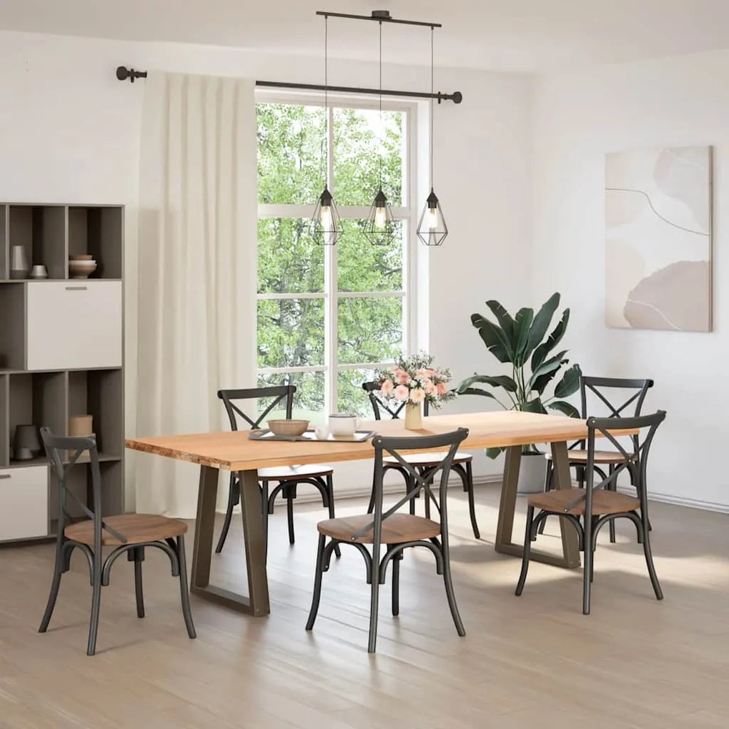 Pés para mesa de jantar em formato de V, 2 peças, aço natural, 50x(72-