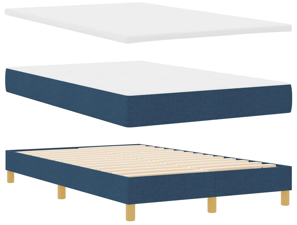 Cama Box Spring com Colchão Azul 120x200 cm Tecido