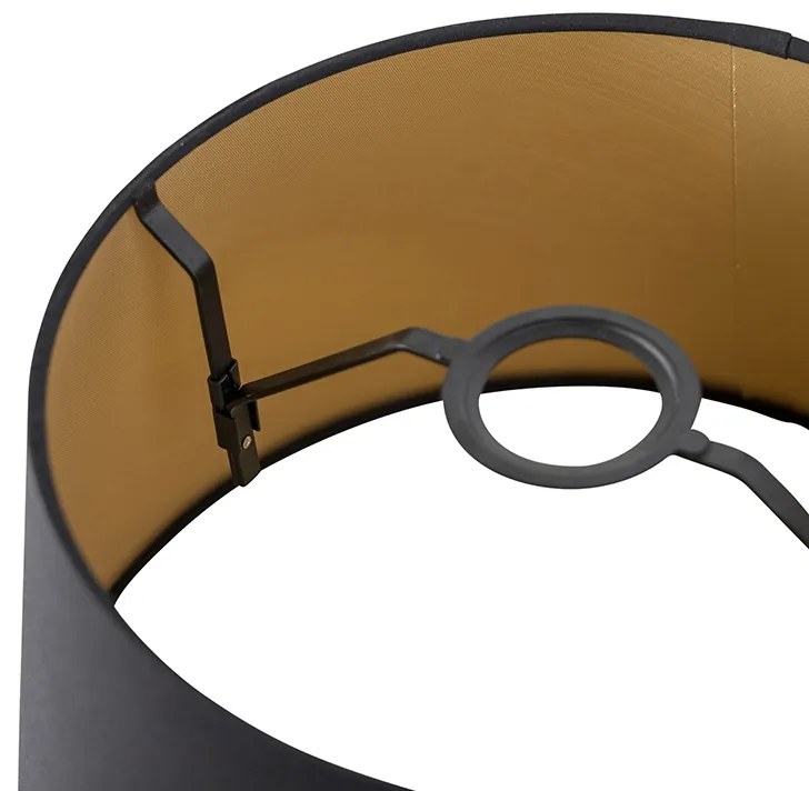 Abajur de algodão preto 32/25/18 com interior dourado