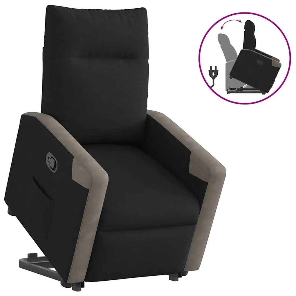 vidaXL Poltrona reclinável elevatória tecido preto
