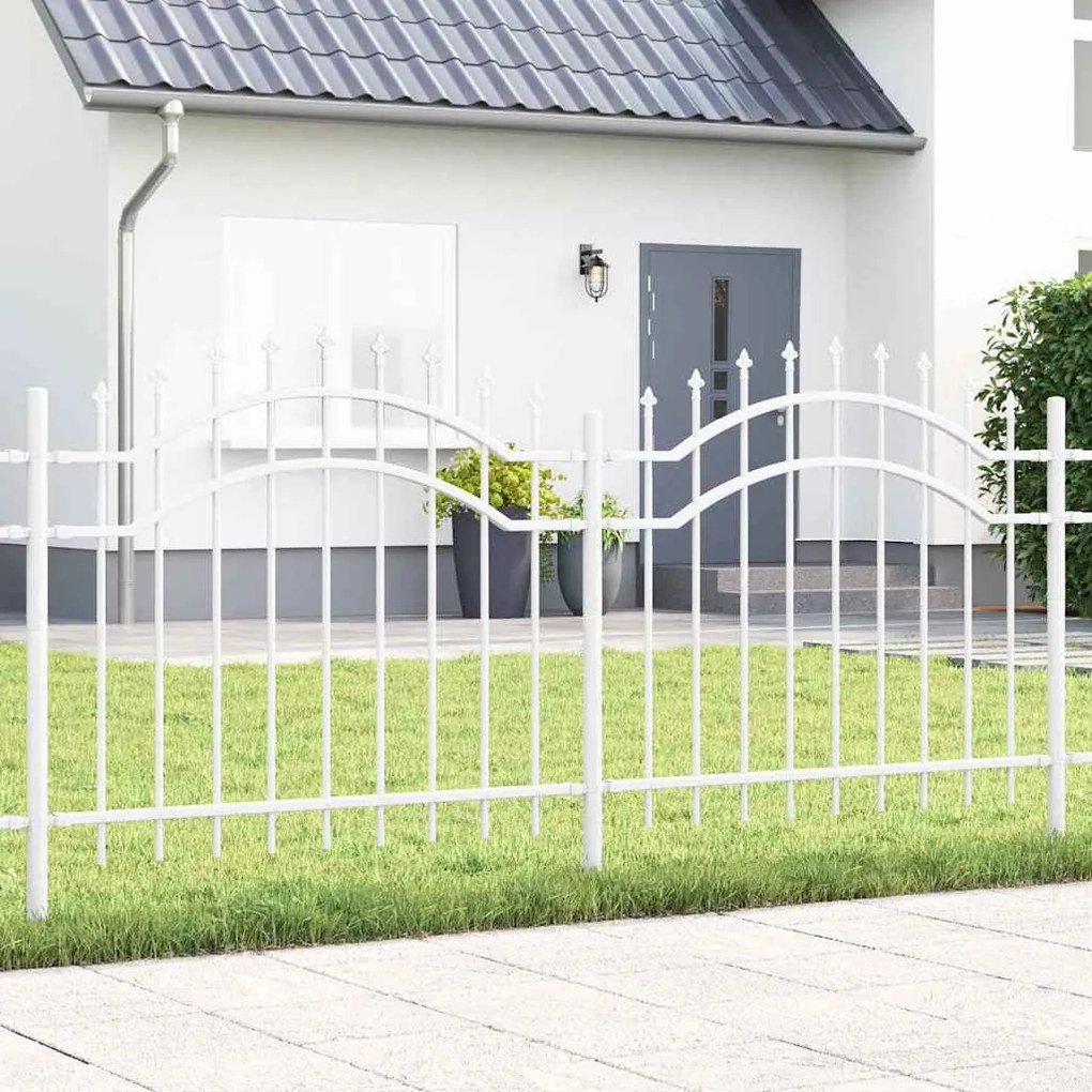 vidaXL Cerca para Jardim Branco 140 cm Aço com Revestimento em Pó