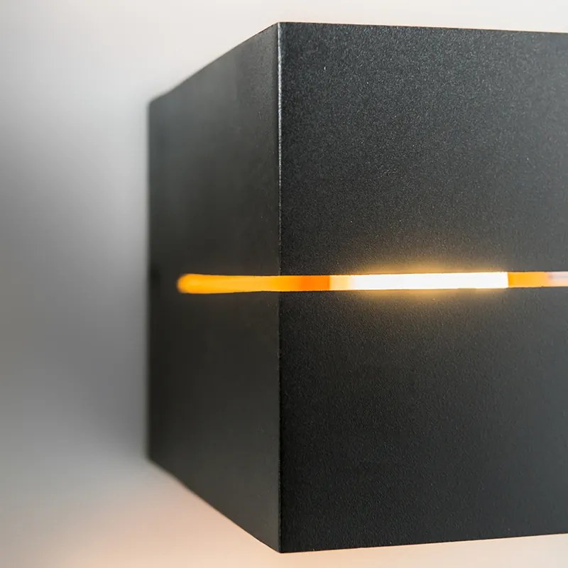 Conjunto de 2 Apliques de Parede Preto com Interior Dourado 9,7 cm - Transfer Groove
