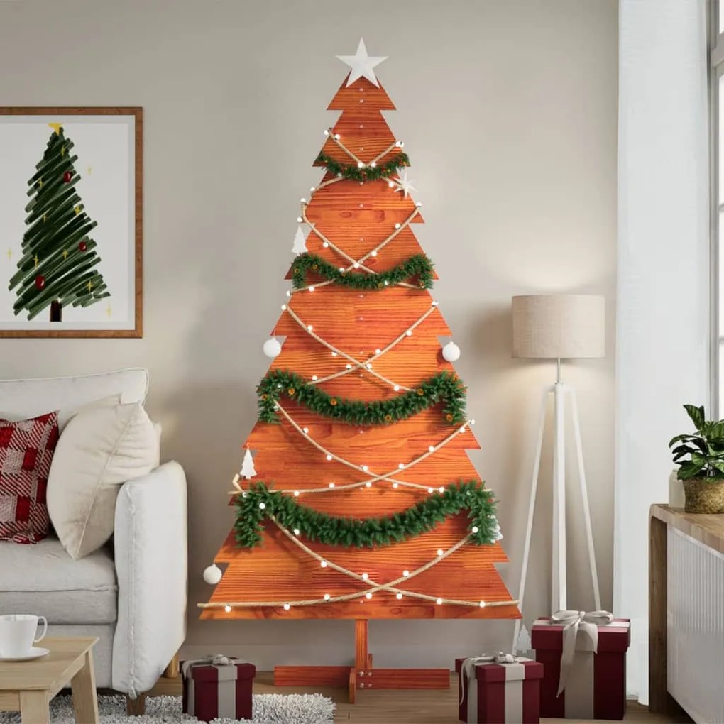 Árvore de Natal decorativa 180 cm pinho maciço castanho-mel