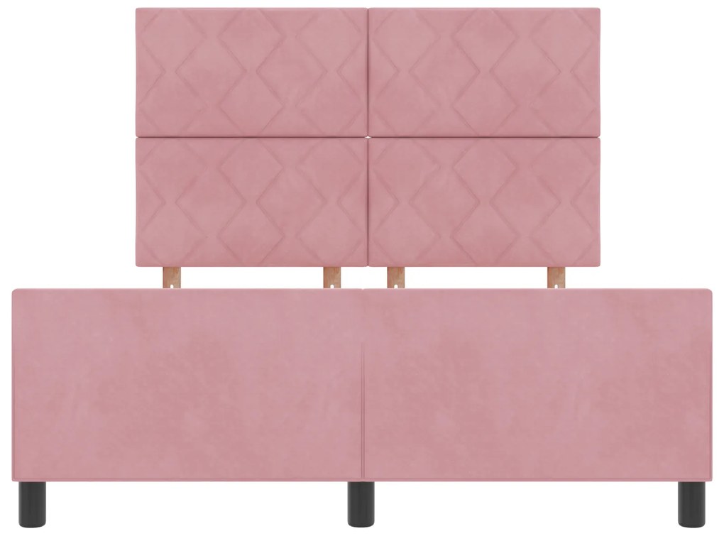Cama vidaXL Rosa 140x200 cm Veludo