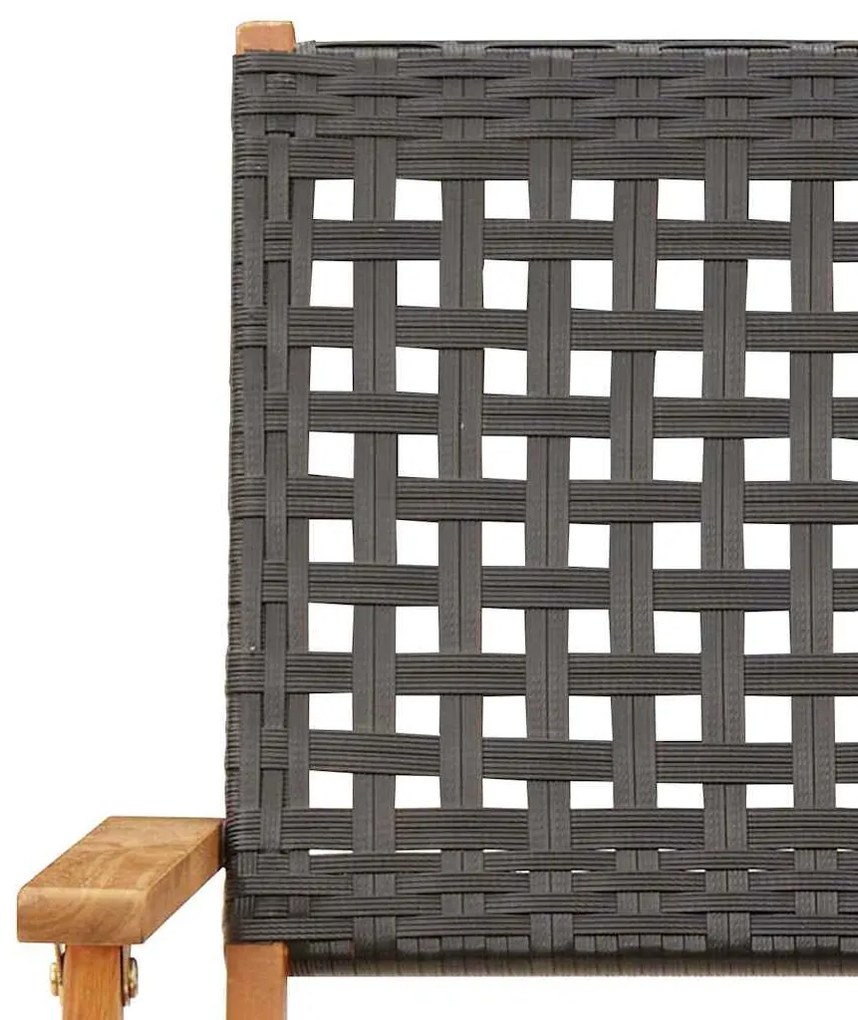 Cadeiras jardim dobráveis 6 pcs vime PE/madeira maciça preto