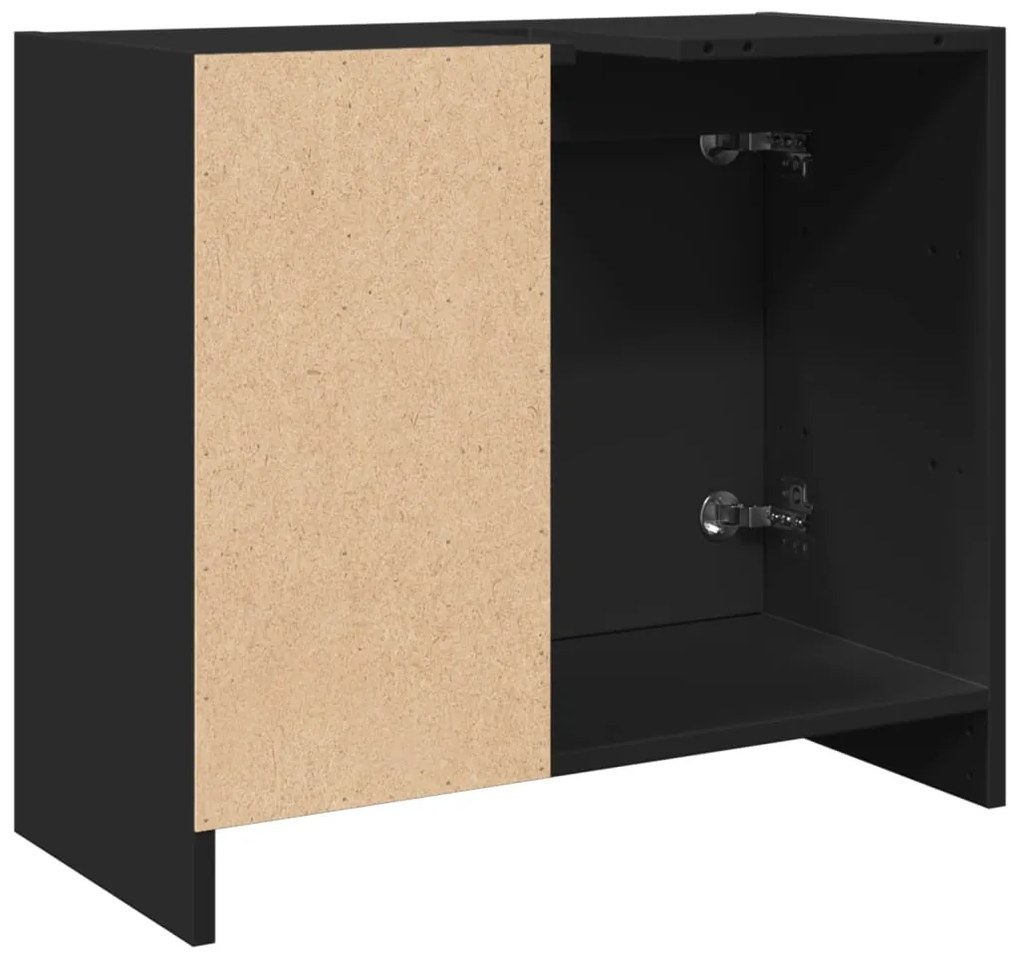 Armário de lavatório 63x29x55 cm derivados de madeira preto