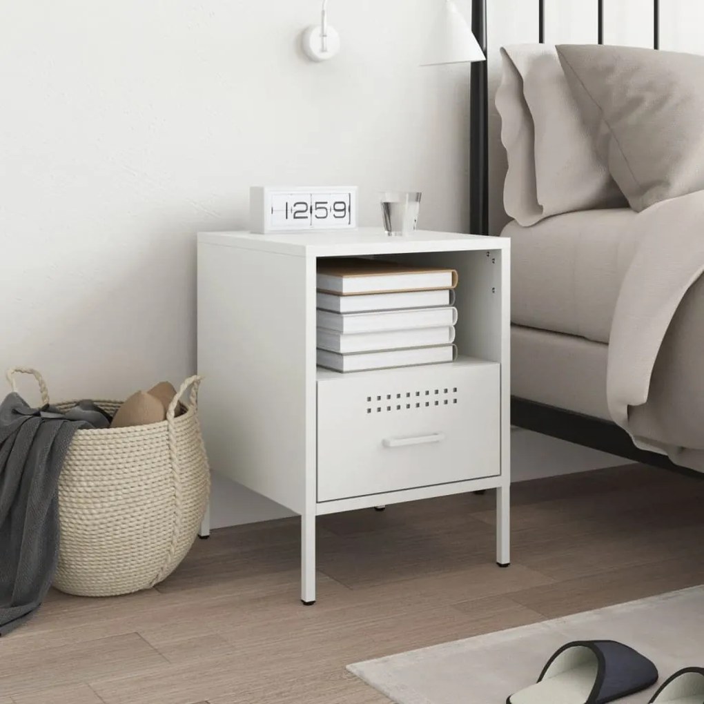 Mesa de cabeceira 36x39x50,5 cm aço branco