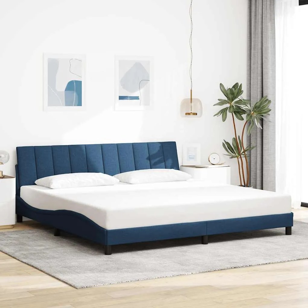 vidaXL Estrutura de cama sem colchão Hanko 200x200 cm tecido azul