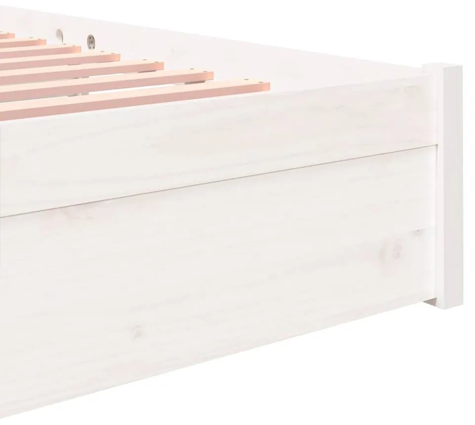 Estrutura de cama casal 135x190 cm madeira maciça branco