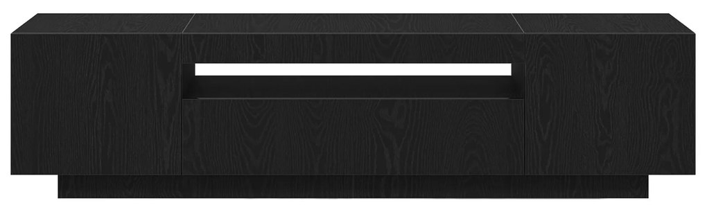 Gabinete de TV vidaXL com luzes LED em Preto Carvalho, 160x35x40 cm em