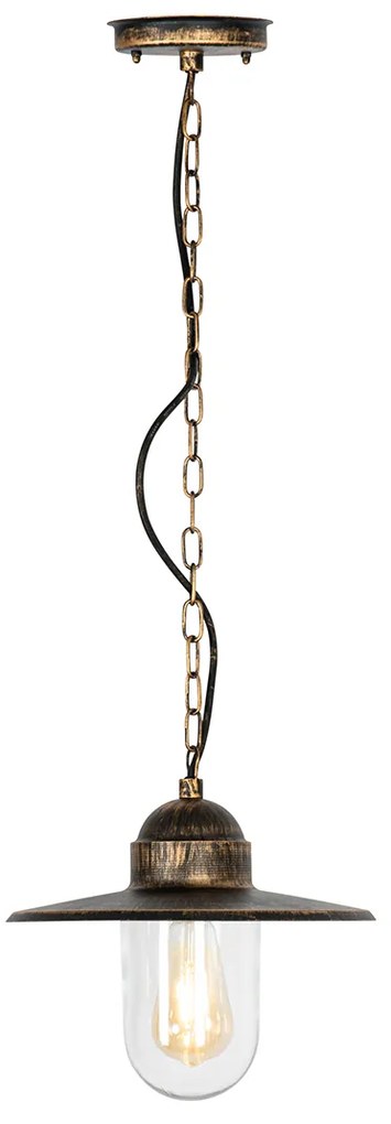 Candeeiro de suspensão exterior rústico ouro antigo IP44 - Kansas Country / Rústico