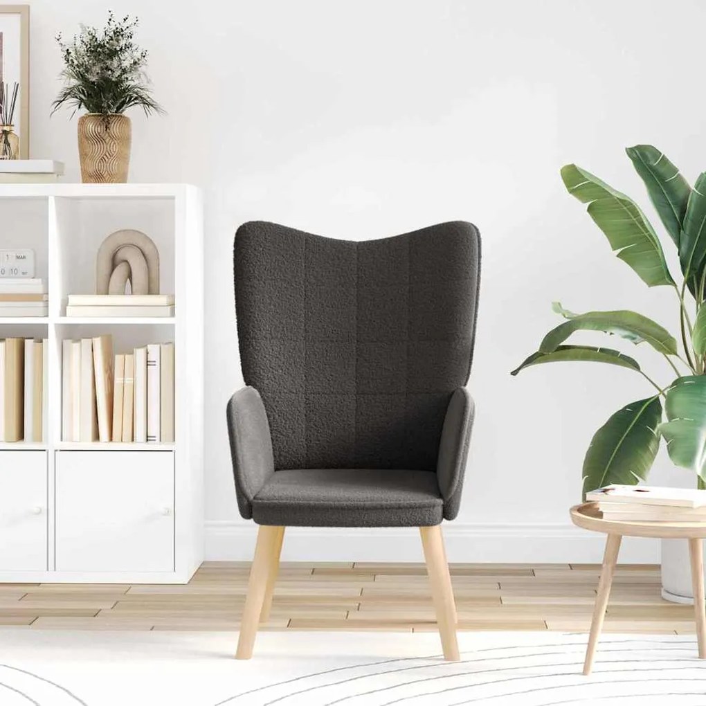 Poltrona Relaxante vidaXL Cinza Escuro em Tecido de Lã Curly
