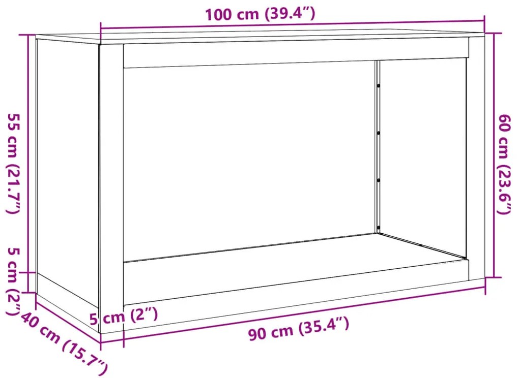 Suporte para lenha 100x40x60 cm aço galvanizado