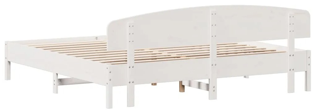 Cama sem colchão 200x200 cm madeira de pinho maciça branco