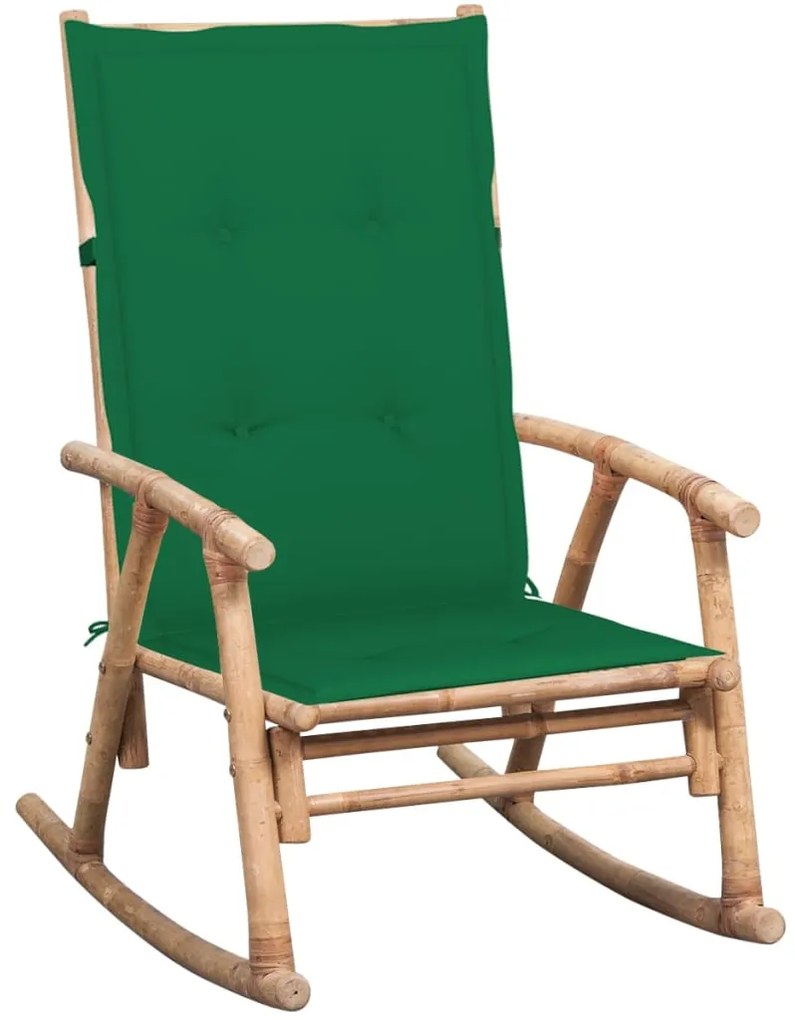 vidaXL Cadeira de baloiço com almofadão bambu