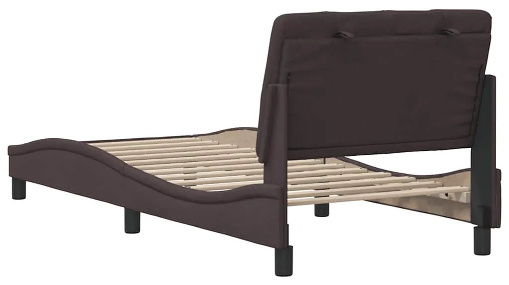 Estrutura de cama sem colchão 90x200 cm tecido castanho-escuro