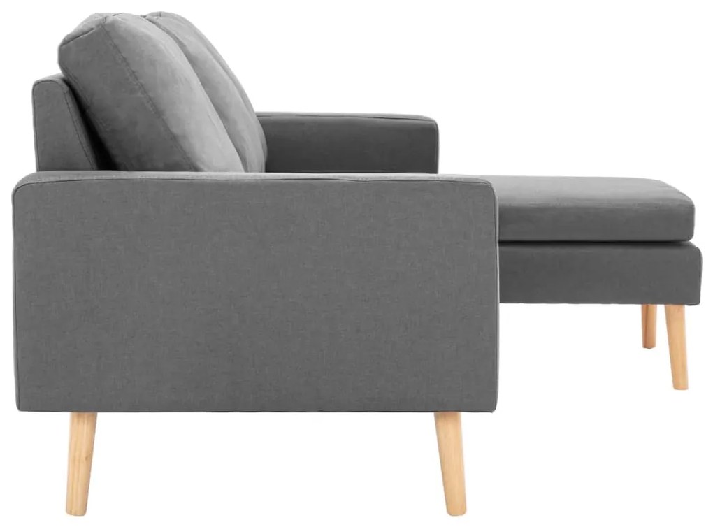 Sofá Ginger Chaise Longue -  Cor Cinza Claro - De 3 Lugares - Tecido S