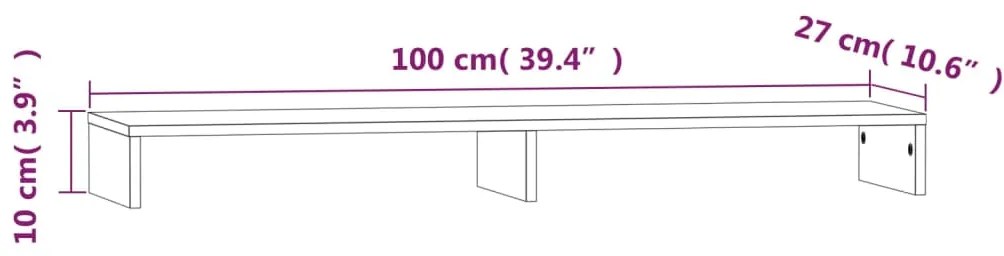 Suporte para monitor 100x27x10 cm pinho maciço branco
