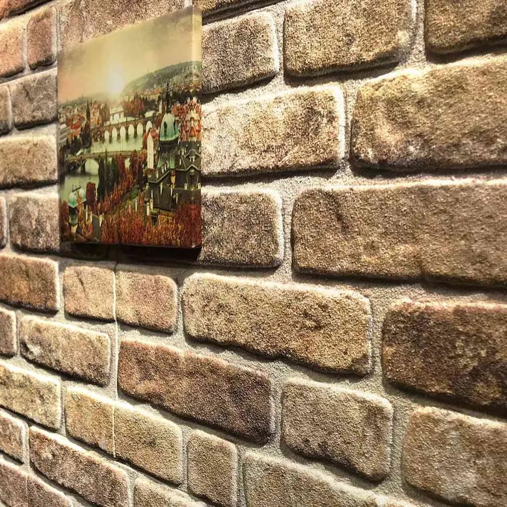 Painéis de parede 3D c/ design tijolos areia-escuros 10 pcs EPS