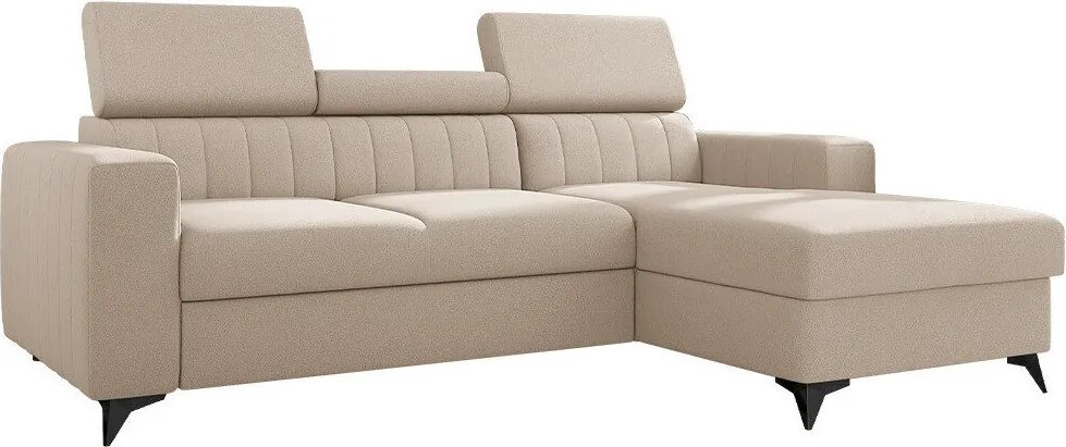 Sofá de canto Columbus 170, Cama com arrumação, 236x172x82cm, 134 kg, Pernas: Plástico, Metal, Madeira: Pinheiro