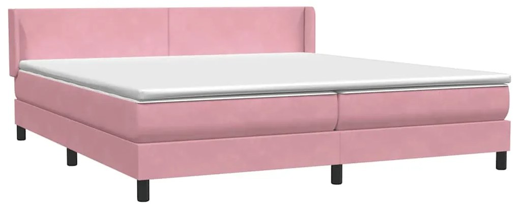 Cama com molas colchão 200x210 cm veludo rosa