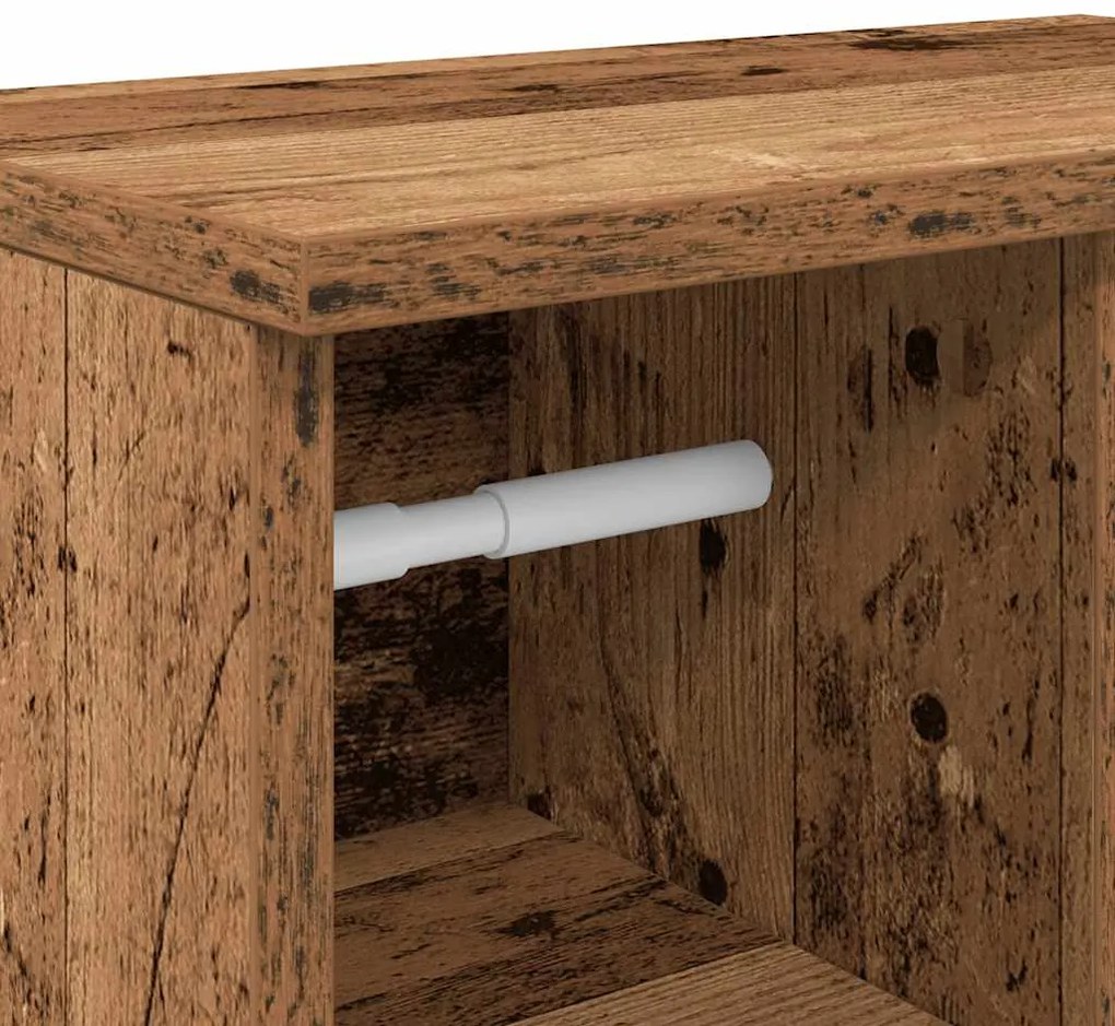 Móvel p/ casa banho c/ suporte rolos 39x22x90 cm madeira velha