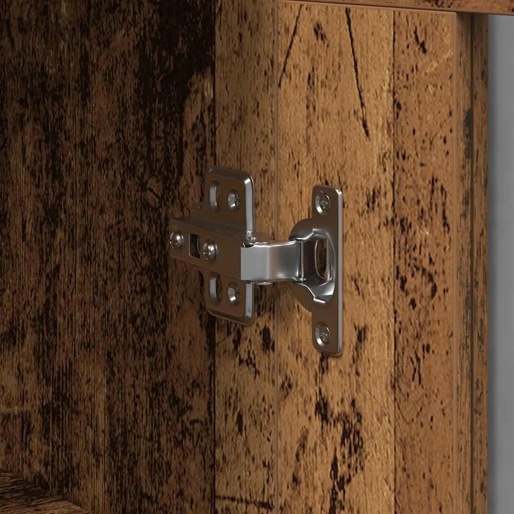 Armário de parede vidaXL com portas de vidro madeira antiga 69,5x34x90