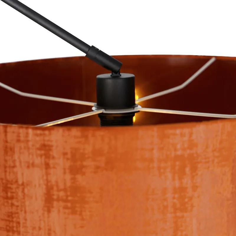 Abajur moderno de linho preto sombra laranja 50 cm - Editor Moderno