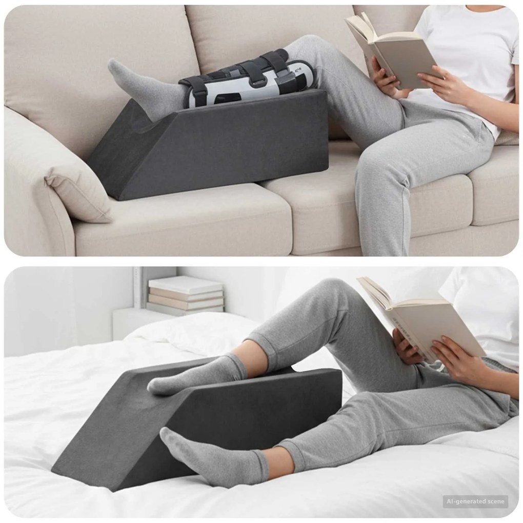 vidaXL Travesseiro para as pernas Liso Cinzeto 68 x 25 x 21,5 cm