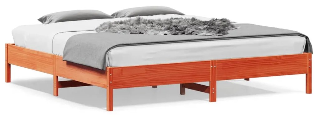 Estrutura de cama 180x200 cm madeira pinho maciço castanho cera