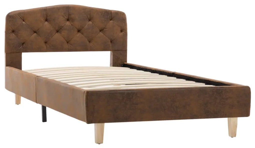 Estrutura de cama 90x200 cm camurça artificial castanho
